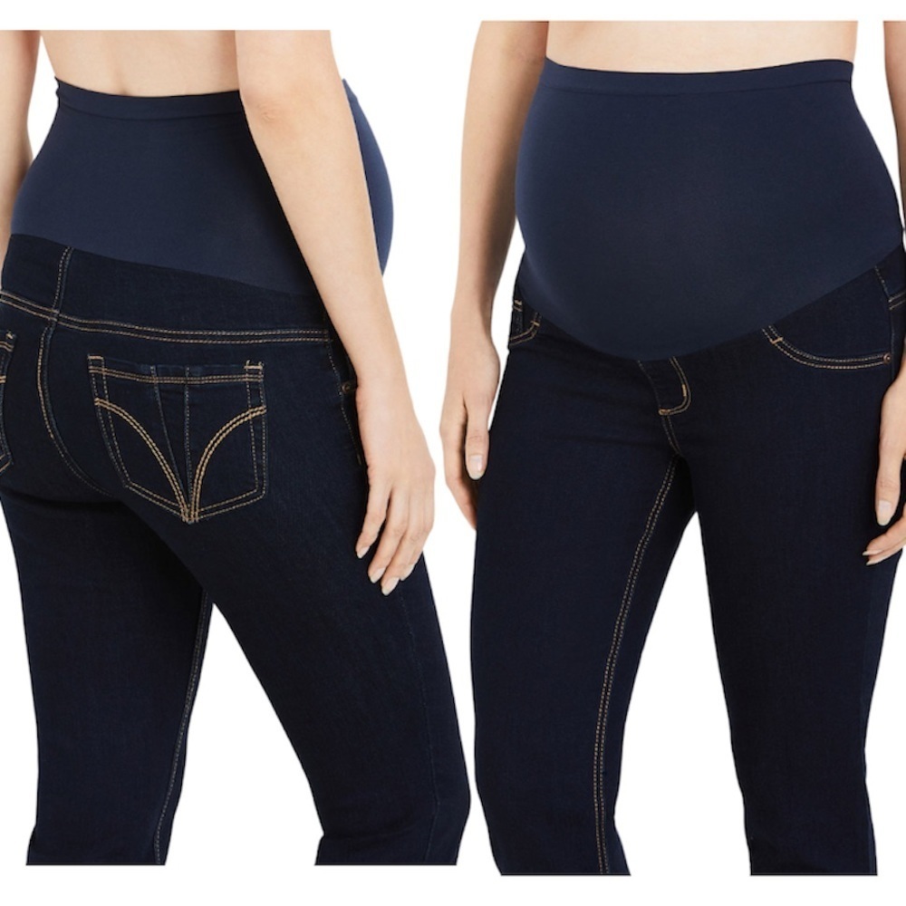 Indigo Blue Maternity Secret Fit Belly Jeans Size SP Skinny Leg Dark Wash Blue - Picture 13 of 14